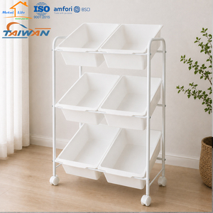 Modern 6 <b>Bin</b> Storage Organizer Made In Taiwan Household Trolley for Bathroom Living Room Office - Product Image 6