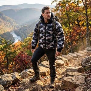Men's Hooded Puffer Jacket <b>Warm</b> Quilted Winter Outdoor <b>Coat</b> Lightweight <b>Waterproof</b> Jacket One Apex - Product Image 6