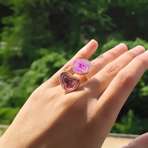 Indian Manufacturer Natural Geode Druzy <b>Ring</b> Brass Gold Electroplated Edged <b>Adjustable</b> <b>Ring</b> Wedding & Engagement Handmade <b>Ring</b> - Product Image 3