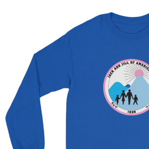 T-shirt unisexe à manches longues bleu roi avec broderie de blason, col rond, décontracté, en mélange de coton, pour un usage quotidien et une mode décontractée - Product Image 3