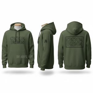 Sudadera con Capucha Color Mostaza Personalizada para Hombre, Estampado Geométrico Delantero y Trasero, Corte Regular, Ropa Casual de Otoño - Product Image 3