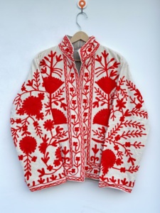 Handmade Multi Color <b>Velvet</b> Floral Embroidered Cotton Breathable <b>Women's</b> Jacket O-Neck Ethnic Boho <b>Coat</b> Wholesale Christmas Gift - Product Image 1