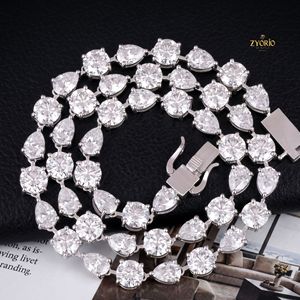 925 Silver Round and Pear Cut Tennis <b>Necklace</b> Luxury <b>Statement</b> <b>Necklace</b> for Women - Product Image 4