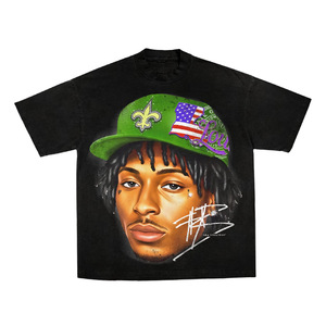 T-shirt formel noir pour homme, imprimé sérigraphié, style streetwear, col roulé, manches courtes, coupe classique, jersey de coton tricoté - Product Image 1