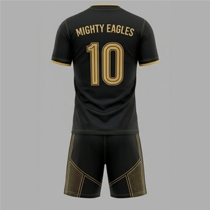 Conjunto de Camiseta de Fútbol para Hombre Mighty Eagles, Diseño Geométrico Negro y Dorado, Sublimado, Transpirable, Corte Regular, para Todas las Temporadas - Product Image 6