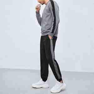 Nouvel ensemble de vêtements pour hommes en molleton épais polyester/coton avec coutures latérales solides, sweat à capuche et pantalon de survêtement / Deux pièces - Product Image 5