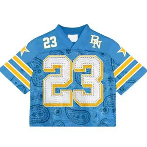 Maillot de football américain vintage en polyester pour homme, coupe classique, col en V, manches courtes, personnalisable pour équipe, grandes tailles - Product Image 1