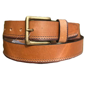 Cinturón de Hombre Hecho a Mano de Alta Calidad con Hebilla de Cobre Bordada, 3.5cm de Ancho, Diseño Casual Vintage para Oficina - Product Image 1