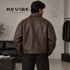 Luxury Espresso <b>Brown</b> Genuine <b>Leather</b> <b>Jacket</b> <b>Men</b> Oversized Fit Premium Casual Streetwear Winter Front Eco-Friendly Breathable - Product Image 3