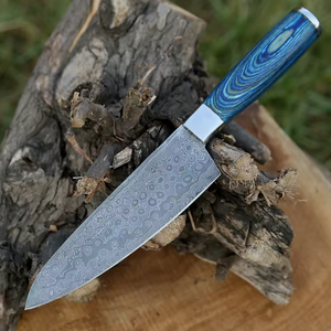 Hand Forged Damascus Steel Chef <b>Knife</b> with Unique Patterned Blade Ambidextrous Wooden Handle Dishwasher <b>Safe</b> for Kitchen Use - Product Image 5