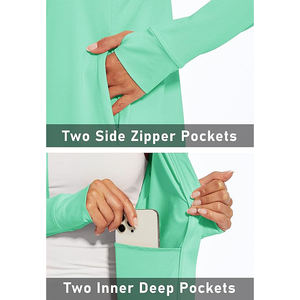 Chaqueta de yoga de nailon de manga larga con cremallera completa para mujer, transpirable, de ajuste ceñido, de secado rápido, para entrenamiento, fitness, gimnasio, correr, entrenamiento, con cierre frontal - Product Image 3