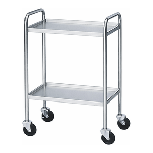 Chariot médical en acier inoxydable à 2 étagères avec poignée pour hôpital, laboratoire et usage industriel - Product Image 1