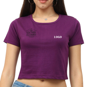 <b>High</b> Quality Plus Size Solid Pattern Organic Cotton Hip Hop Crop <b>Top</b> T-Shirt for Women Breathable Factory-Made Pakistan - Product Image 1