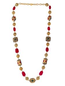 Collier simple en perles d'imitation victoriennes rouges et pierres semi-précieuses, plaqué argent, bijoux de créateur, idéal pour un anniversaire (vente en gros) - Product Image 2