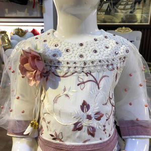 Combinaison à volants florale en coton pour bébé fille et salwar kameez / Vêtements en coton pour enfants en gros avec décoration florale - Product Image 3