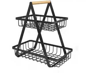 Modern Black Metal Wire <b>Hammock</b> Fruit Bowl with Handles Decorative Tabletop Centerpiece Basket for Kitchen Countertop Storage - Product Image 6