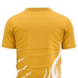 Men's Yellow Short Sleeve T-<b>Shirt</b> With White <b>Flame</b> Print O-Neck Slim Fit Casual Breathable Custom Printed T-<b>shirts</b> - Product Image 5