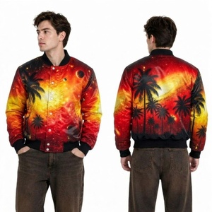 Men's Bomber Jacket Palm <b>Tree</b> Sunset Print Sublimation Casual Summer Outerwear Turn-down Collar Regular Fit - Product Image 6