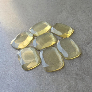 Quality Lemon Quartz Tablet Cut <b>Cushion</b> Shape Calibrated Flat Back Gemstone - Product Image 2