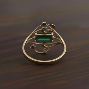 High Quality Celestial <b>Moon</b> Star Emerald Brass <b>Ring</b> Handmade Gold Minimalist Statement Geometric Cosmic Christian Unique Supply - Product Image 4