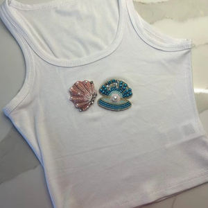 ELLACCI Top Corto Sexy con Perlas, Lentejuelas y Pedrería, Corsé con Tirantes Desmontables, Color Rosa - Product Image 1