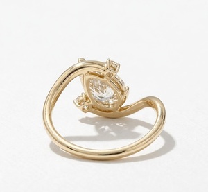 Bague en or massif 18 carats certifiée IGI avec diamant de laboratoire 2 carats en forme de poire, bague ouverte, bague de fiançailles, bijou délicat et élégant, cadeau - Product Image 2