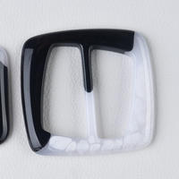 Boucles de ceinture de maillot de bain en résine plastique écologique, motif léopard ambré, design rectangulaire et rond, artisanat en résine