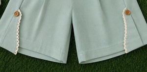 Ensemble haut et short en coton brodé de fleurs vert menthe pour femmes, tenue décontractée printemps-été - Product Image 3