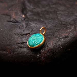 Colgante de piedra preciosa tallada a mano con flor de turquesa azul AAA, dije de plata de ley 925 con piedra turquesa para fabricación de joyas al por mayor - Product Image 4