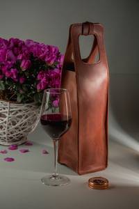 Porte-vin sophistiqué en cuir véritable, porte-vin de voyage de luxe pour une seule bouteille, sac de transport en cuir, vente en gros LEB-0072 - Product Image 5