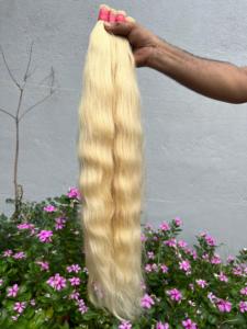 Extensiones de Cabello Humano Rubio Europeo Virgen, Tejido a Granel, Trama Única, Doble Trama, 100g, Cabello Remy Decolorado - Product Image 3