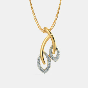 Yellow Gold <b>Double</b> Teardrop Lab Grown Diamond Pendant <b>Necklace</b> - Product Image 4
