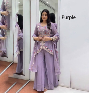 ชุดคุรตะผ้าไหมแบบดั้งเดิมที่สวยงาม พร้อมงานปักสีทอง ชุดแต่งงานแบบดั้งเดิมสำหรับผู้หญิง ชุดปากีสถาน ซัลวาร์ คามีซ สำหรับงานปาร์ตี้ - Product Image 1