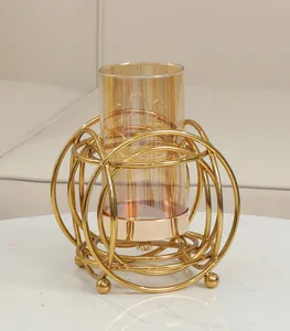 Modern Coastal Iron Tabletop Vase with Gold <b>Wire</b> Frame Design 16cm 17cm Eco-Friendly Handmade <b>Flower</b> Vase for Christmas - Product Image 2