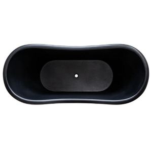 Baignoire autoportante noire ovale en métal pour bain à remous et spa - Product Image 1