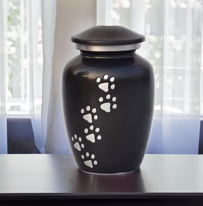 Black Aluminum Pet Cremation <b>Urn</b> Paw Print Keepsake Memorial Crematory <b>Urn</b> for Dogs and <b>Cats</b> - Product Image 4