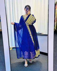 Robe afghane professionnelle à coupe trapèze pour femme, broderie lourde faite main, manches courtes, robes de mariage afghanes par QJ IMPEX - Product Image 5