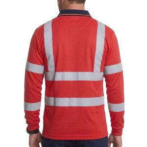 High Visibility Wholesale Long Sleeve <b>Polo</b> Shirts Men's Reflective Safety Workwear Knitted Polyester Custom Made <b>Polo</b> Shirts - Product Image 4