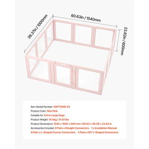 Box per Parto Cuccioli in Plastica Trasparente Extra Large 60x59x23 pollici, Recinto Impermeabile per Cuccioli con Finestra per Cani di Taglia X-Large - Product Image 5