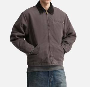 Veste de travail en toile de coton biologique 100% coton, coupe ample, style streetwear, fermeture éclair sur le devant - Product Image 3