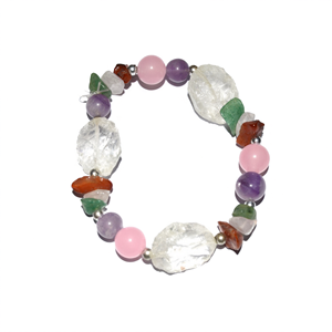 Bracelet de guérison artisanal en pierres précieuses sculptées, perles de pierres mélangées, cadeau souvenir d'affaires, d'amour, de Noël, d'Halloween - Product Image 2