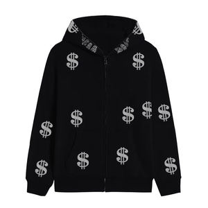 Sweat à capuche zippé intégral surdimensionné pour homme en coton épais, avec double fermeture éclair personnalisée, style streetwear vintage hiver, type cagoule, vente en gros - Product Image 1