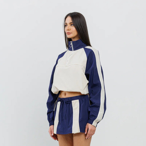 Conjunto Deportivo de 2 Piezas para Mujer, con Bloques de Color, Manga Larga, Corte Holgado, Cuello Camisero, Transpirable, de Poliéster - Product Image 3