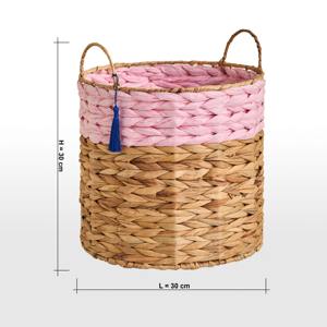 Paniers en jacinthe d'eau ornés de teinture rose, paniers de rangement faits à la main, vente en gros, écologiques, fabriqués au Vietnam - Product Image 2