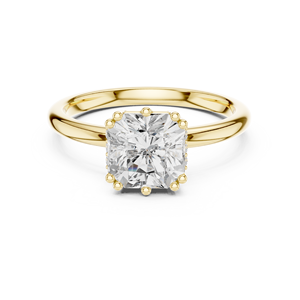 Bague en or rose avec diamant de laboratoire taille radiant, sertie à griffes, élégante bague de fiançailles solitaire pour femme - Product Image 1