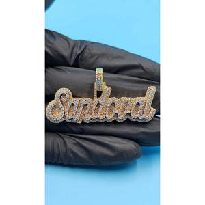Iced Out Luxury <b>Name</b> Pendant Custom Moissanite Diamond Hip Hop Necklace Bling <b>Chain</b> Jewelry - Product Image 1