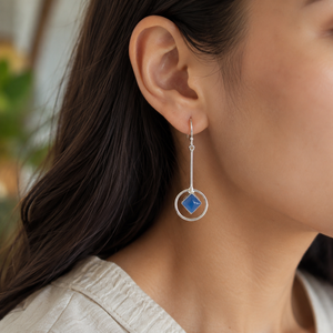 Blue Chalcedony Geometric <b>Dangle</b> <b>Earrings</b> 925 Sterling Silver Circle Drop <b>Earrings</b> Rose <b>Gold</b> Yellow <b>Gold</b> Plated Christmas Gift - Product Image 2