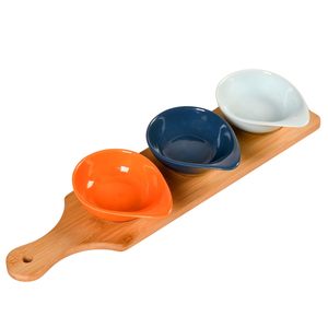 Cuencos de Madera Maciza para Aperitivos con Bandeja de Bambú, Bandeja para Servir Hecha a Mano, Elegante y Decorativa, Precio Reducido para Clientes al por Mayor - Product Image 3