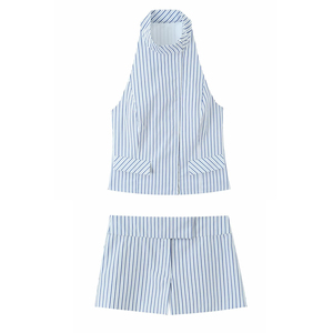 <b>Women's</b> Vintage Striped Halter Neck Camisole <b>Top</b> Breathable <b>Backless</b> Summer Tank <b>Top</b> Eco Friendly Casual Fashion Wear - Product Image 3