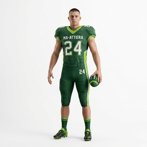 Custom Men's Green Lime American Football Uniform <b>Padded</b> Jersey <b>Pants</b> Set Sports Team Apparel - Product Image 1